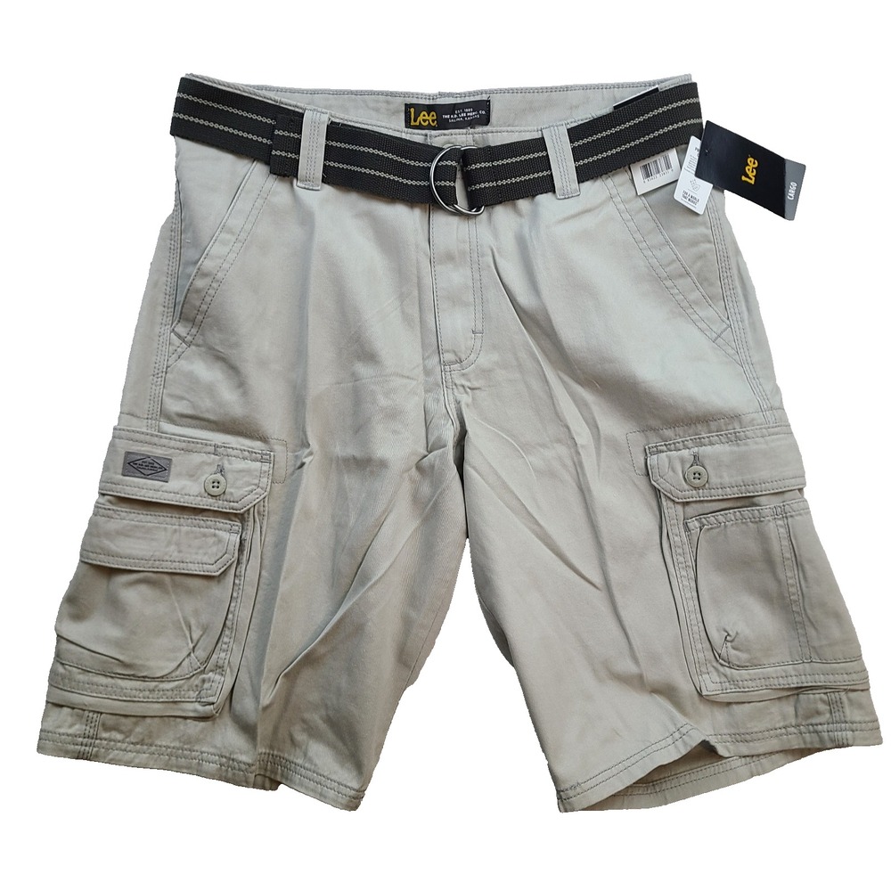 Lee Mens Cargo Shorts 33 Cadet Gray Cotton Belted Utility Pockets 2183384 NWT